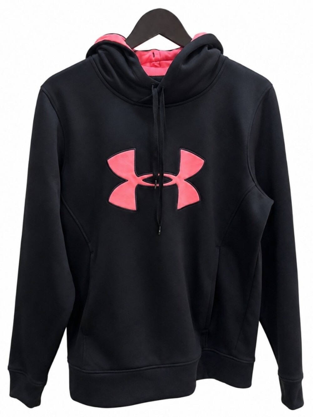 Under Armour Black Pink Pullover Hoodie Sz Lg